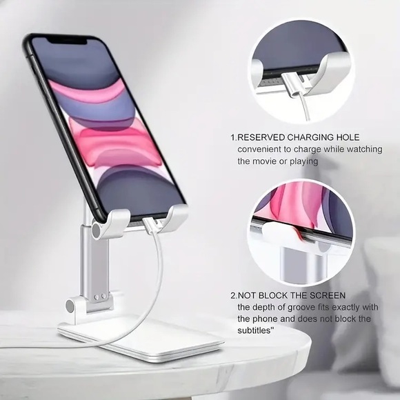 Universal Adjustable Phone Stand Ergonomic- Black or White - Picture 4 of 10